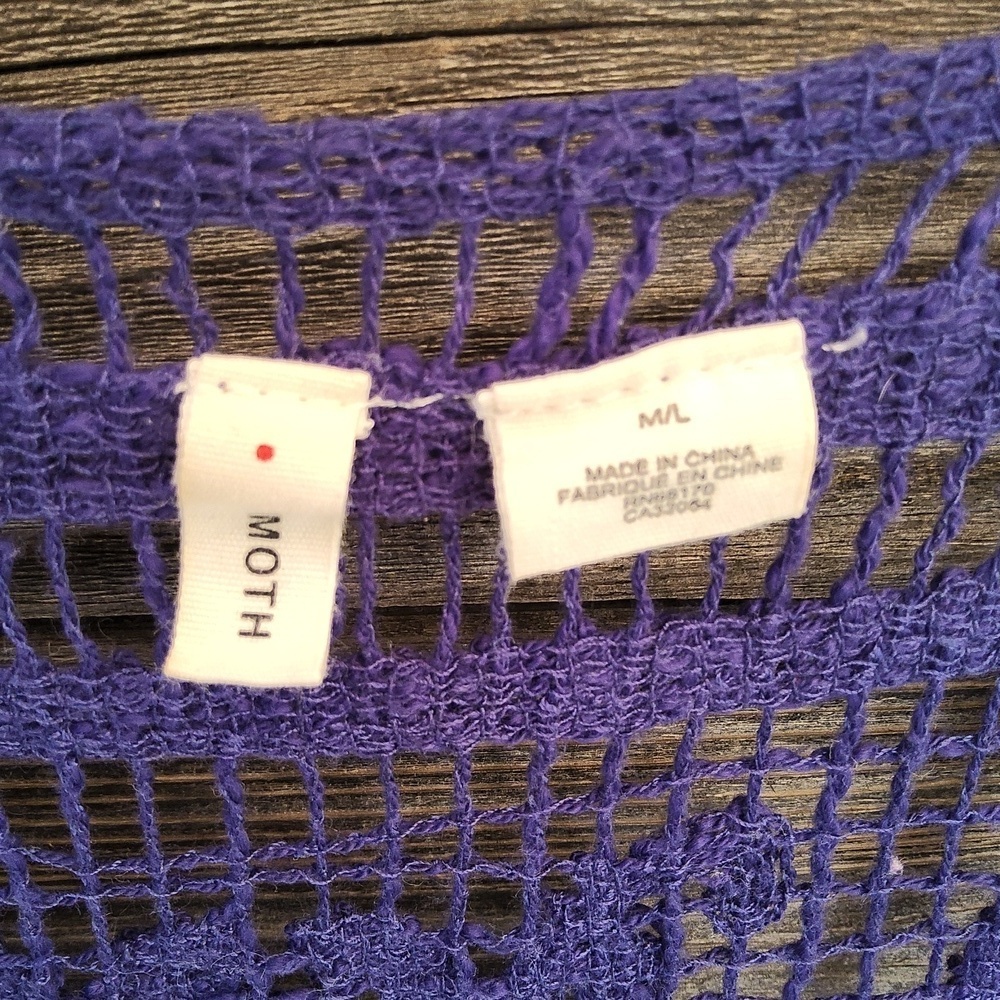 MOTH Anthropologie Purple & White Patterned Sleeveless Vest Size M/ L - Picture 2 of 9